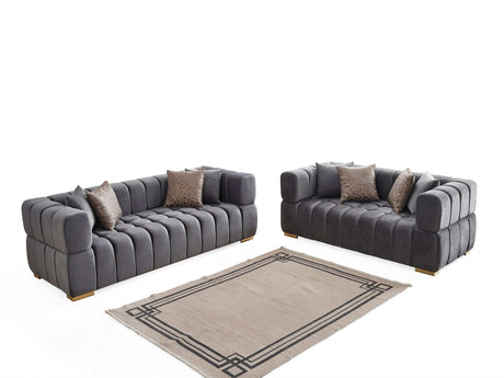 Monica Gray Velvet Living Room Set - Ornate Home