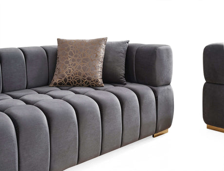 Monica Gray Velvet Living Room Set - Ornate Home