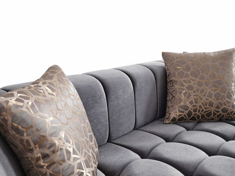 Monica Gray Velvet Living Room Set - Ornate Home