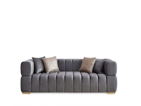 Monica Gray Velvet Living Room Set - Ornate Home
