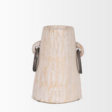 Monique Light Brown Small with Handles Wood Pot - Ornate Home