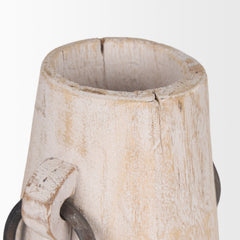 Monique Light Brown Small with Handles Wood Pot - Ornate Home