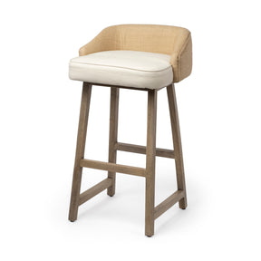 Monmouth Cream/Beige/Brown Fabric Seat Wood Frame Bar Stool