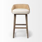 Monmouth Cream/Beige/Brown Fabric Seat Wood Frame Bar Stool