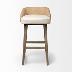 Monmouth Cream/Beige/Brown Fabric Seat Wood Frame Bar Stool