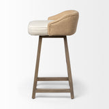 Monmouth Cream/Beige/Brown Fabric Seat Wood Frame Bar Stool