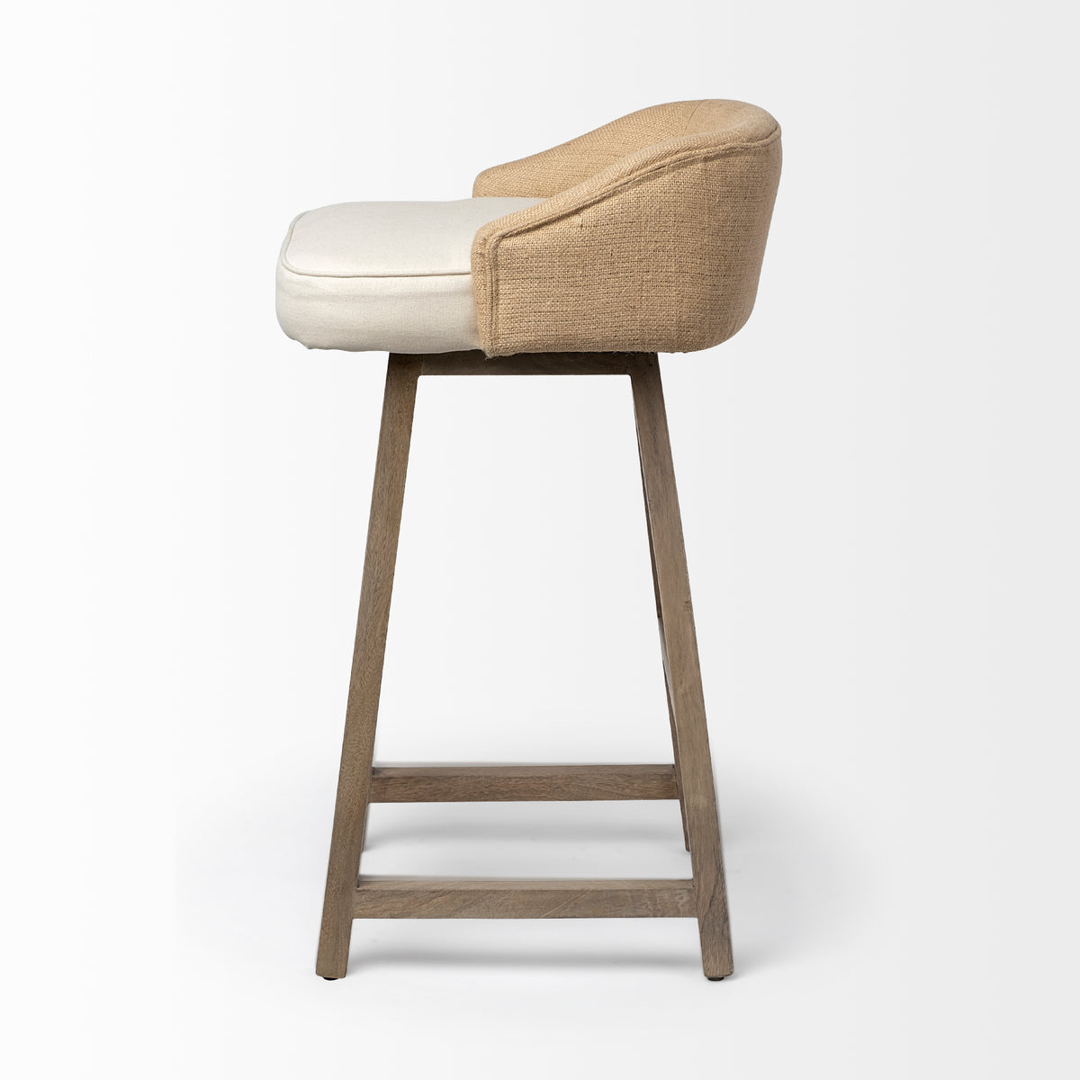 Monmouth Cream/Beige/Brown Fabric Seat Wood Frame Bar Stool