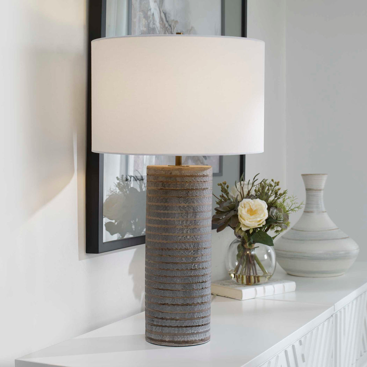 Monolith Gray Table Lamp - Ornate Home