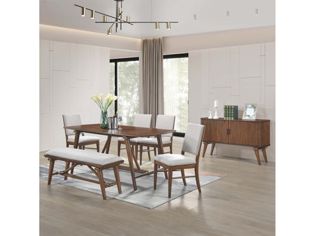 Monroe Cream/Brown 5-Piece Dining Room Set - Ornate Home