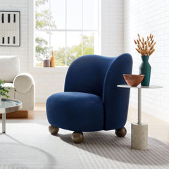 Monroe Midnight Blue/Walnut Performance Velvet Accent Chair - Ornate Home