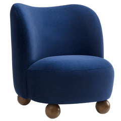 Monroe Midnight Blue/Walnut Performance Velvet Accent Chair - Ornate Home