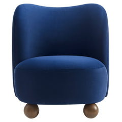 Monroe Midnight Blue/Walnut Performance Velvet Accent Chair - Ornate Home
