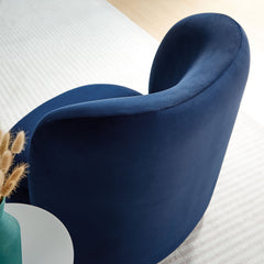Monroe Midnight Blue/Walnut Performance Velvet Accent Chair - Ornate Home