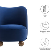 Monroe Midnight Blue/Walnut Performance Velvet Accent Chair - Ornate Home