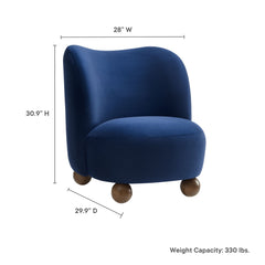 Monroe Midnight Blue/Walnut Performance Velvet Accent Chair - Ornate Home
