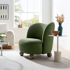 Monroe Moss Green/Walnut Performance Velvet Accent Chair - Ornate Home