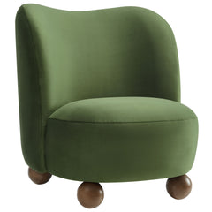 Monroe Moss Green/Walnut Performance Velvet Accent Chair - Ornate Home