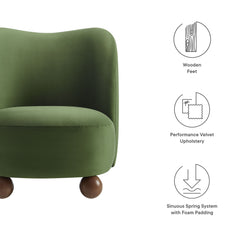Monroe Moss Green/Walnut Performance Velvet Accent Chair - Ornate Home