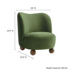 Monroe Moss Green/Walnut Performance Velvet Accent Chair - Ornate Home