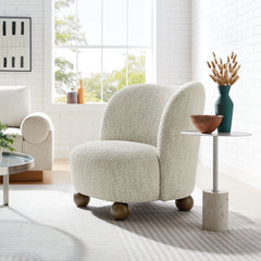 Monroe Pearl/Walnut Boucle Fabric Accent Chair - Ornate Home