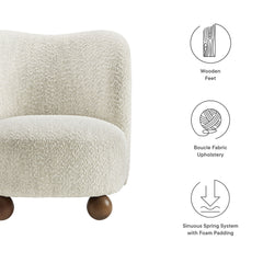 Monroe Pearl/Walnut Boucle Fabric Accent Chair - Ornate Home