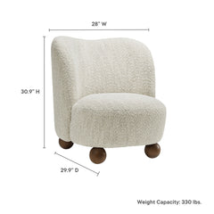 Monroe Pearl/Walnut Boucle Fabric Accent Chair - Ornate Home