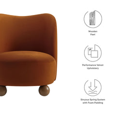 Monroe Rust/Walnut Performance Velvet Accent Chair - Ornate Home