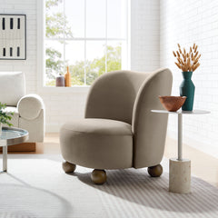 Monroe Taupe/Walnut Performance Velvet Accent Chair - Ornate Home