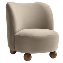 Monroe Taupe/Walnut Performance Velvet Accent Chair - Ornate Home