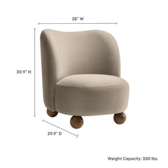 Monroe Taupe/Walnut Performance Velvet Accent Chair - Ornate Home