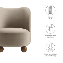 Monroe Taupe/Walnut Performance Velvet Accent Chair - Ornate Home