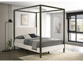 Monroe Vanilla & Black Queen Canopy Platform Bed - Ornate Home
