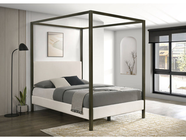 Monroe Vanilla & Black Queen Canopy Platform Bed - Ornate Home