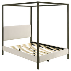 Monroe Vanilla & Black Queen Canopy Platform Bed - Ornate Home