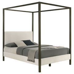 Monroe Vanilla & Black Queen Canopy Platform Bed - Ornate Home
