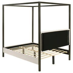 Monroe Vanilla & Black Queen Canopy Platform Bed - Ornate Home