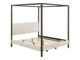 Monroe Vanilla Eastern King Upholstered Canopy Bed - Ornate Home