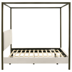 Monroe Vanilla Eastern King Upholstered Canopy Bed - Ornate Home