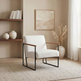 Monsen Ivory Fabric Upholstered Metal Frame Accent Chair - Ornate Home