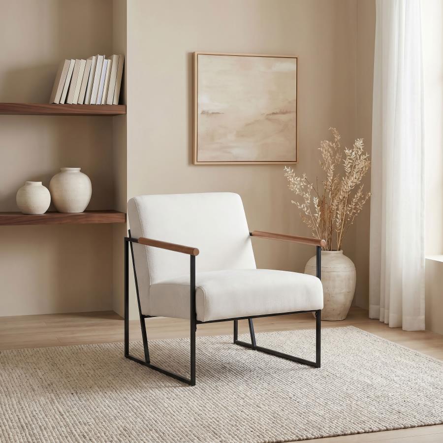 Monsen Ivory Fabric Upholstered Metal Frame Accent Chair - Ornate Home