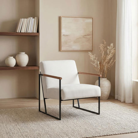 Monsen Ivory Fabric Upholstered Metal Frame Accent Chair - Ornate Home