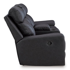Montacute Black Reclining Loveseat with Console - Ornate Home