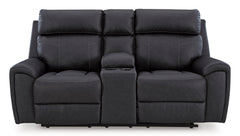 Montacute Black Reclining Loveseat with Console - Ornate Home