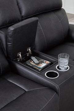 Montacute Black Reclining Loveseat with Console - Ornate Home