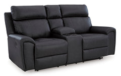 Montacute Black Reclining Loveseat with Console - Ornate Home