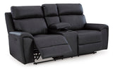 Montacute Black Reclining Loveseat with Console - Ornate Home