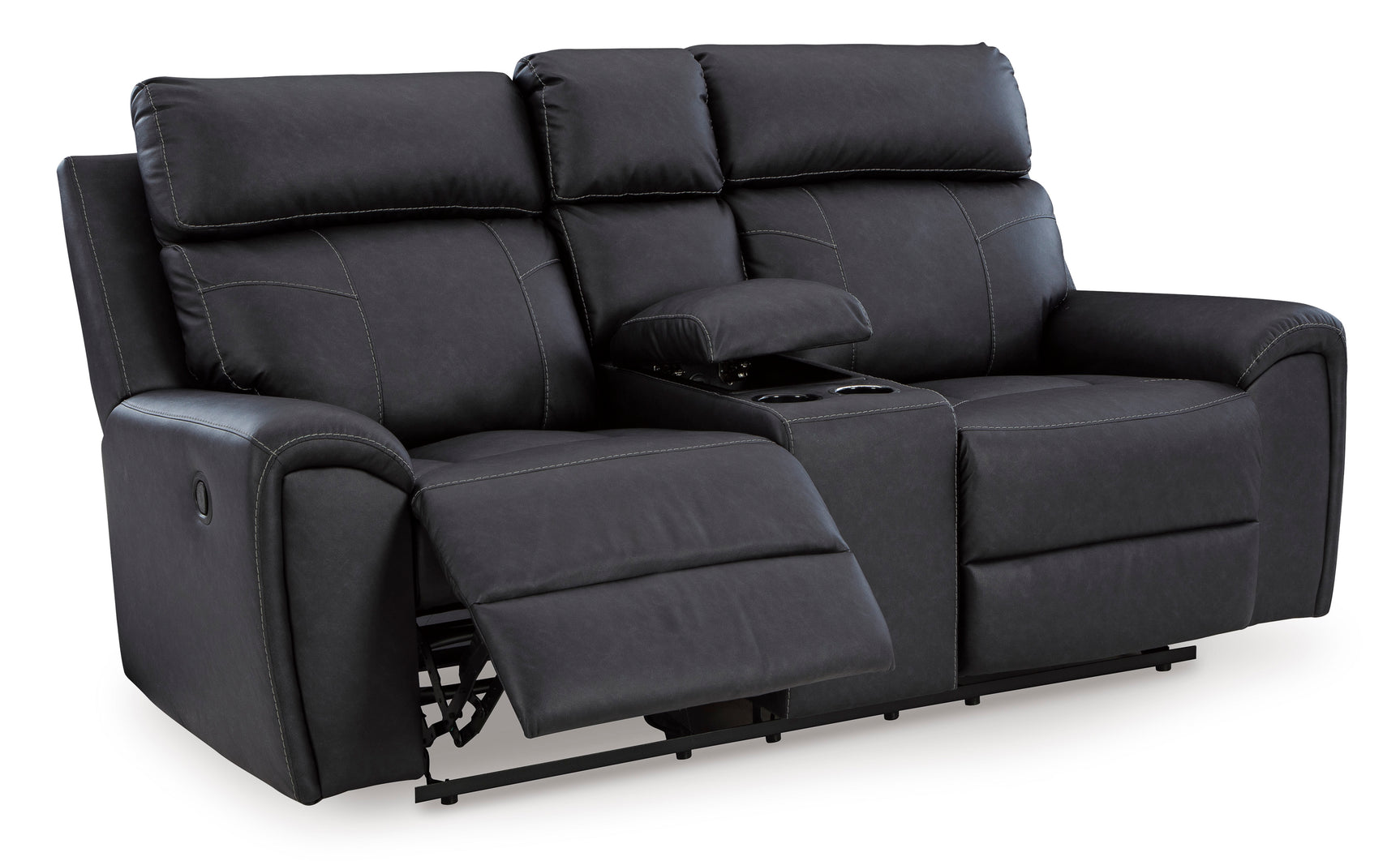Montacute Black Reclining Loveseat with Console - Ornate Home