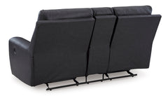Montacute Black Reclining Loveseat with Console - Ornate Home