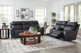 Montacute Black Reclining Loveseat with Console - Ornate Home