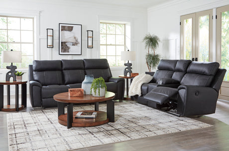 Montacute Black Reclining Loveseat with Console - Ornate Home